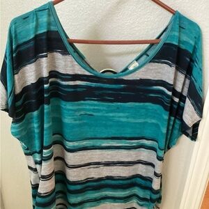 Perseption Blue Relaxed Boxy Short Sleeve blouse